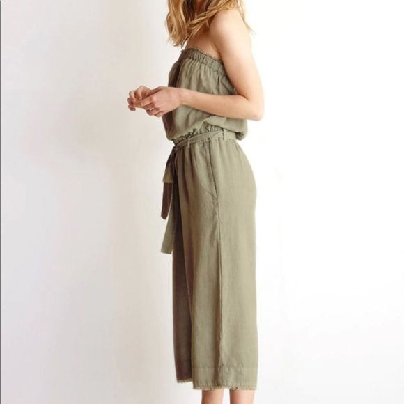 cloth & stone Pants - Cloth & Stone Strapless Jumpsuit/Romper L Frayed Hem Belt L
